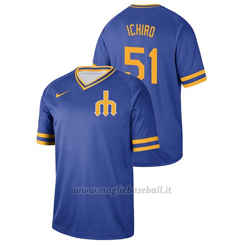 Maglia Baseball Hombre Seattle Mariners Ichiro Suzuki Cooperstown Collection Legend Blu